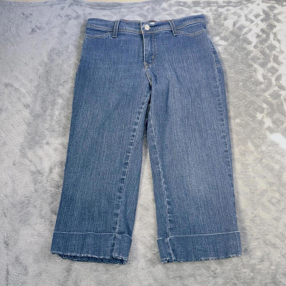 Levis 548 Perfectly Slimming Capri Jeans Womens 6 Blue Dark Wash Cuffed Stretch